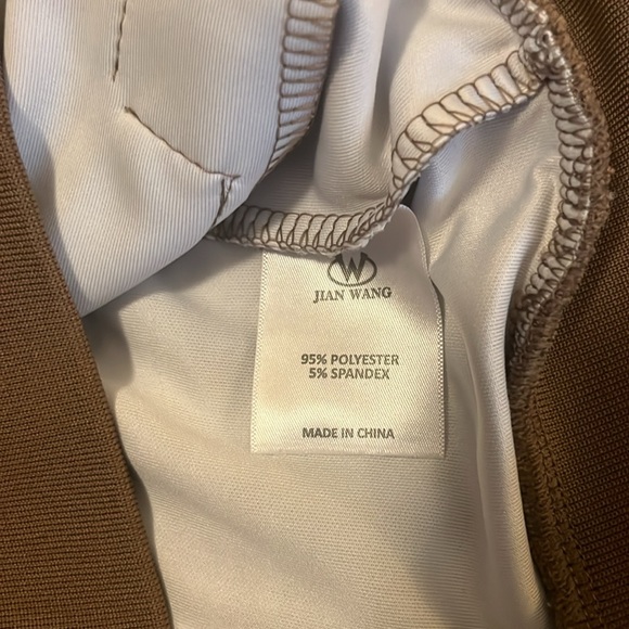 Plaid Stretchy Track Suit Jogger & Zipper Jacket Set Brown Taupe Tan Rust Beige - Picture 11 of 14